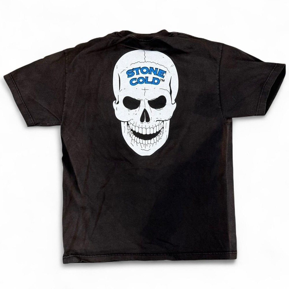 Stone Cold Steve Austin 3:16 Faded Black Skull Graphic T-Shirt Men's Large WWE